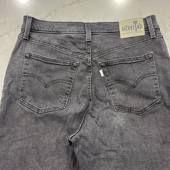 Levis Silvertab Jeans Womens Size 31x27 Gray Denim Relaxed Fit High Waisted Mom - Picture 8 of 12